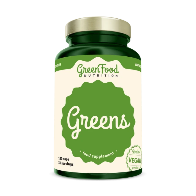 GREENFOOD Greens chlorella spirulina a zelený jačmeň 120 kapsúl