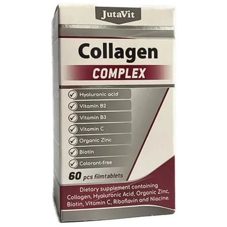JUTAVIT Kolagén komplex + kyselina hyalurónová, vitamíny B3, B2, C + organický zinok a biotín 60 tabliet