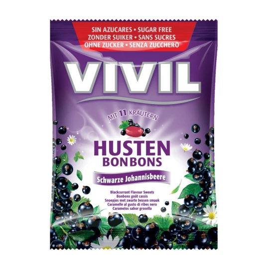 VIVIL Cukríky husten čierne ríbezle 60 g