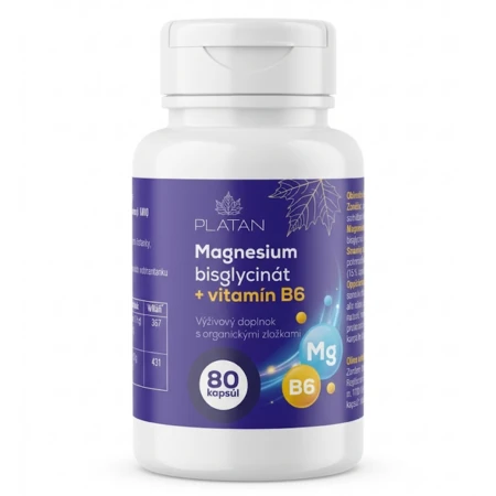 PLATAN Magnézium bisglycinát + vitamín B6 80 tabliet