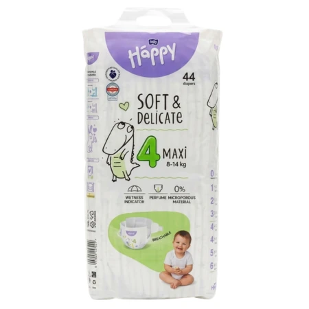 BELLA Happy soft&delicate 4 maxi detské plienky 8-14 kg 1 x 44 ks