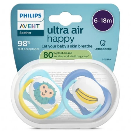 PHILIPS AVENT Cumlík ultra air happy 6-18m pre chlapca na utišovanie SCF080/26 1 x 2 ks