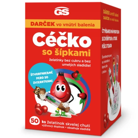 GS Céčko so šípkami želatínky bez cukru + darček štvorfarebné pero 50 ks