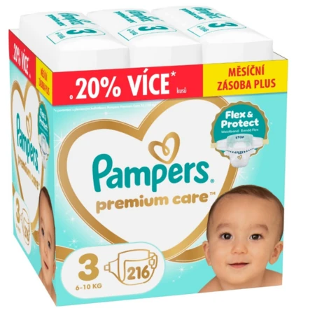PAMPERS Premium care 3  6-10 kg 216 ks