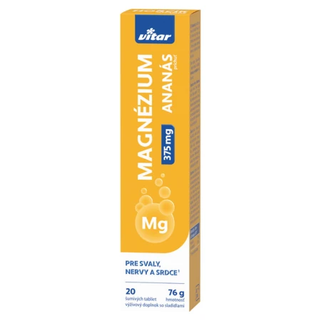 VITAR Magnézium 375 mg s príchuťou ananásu 20 šumivých tabliet
