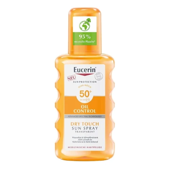EUCERIN Sun oil control dry touch SPF50+ transparentný sprej na opaľovanie 200 ml