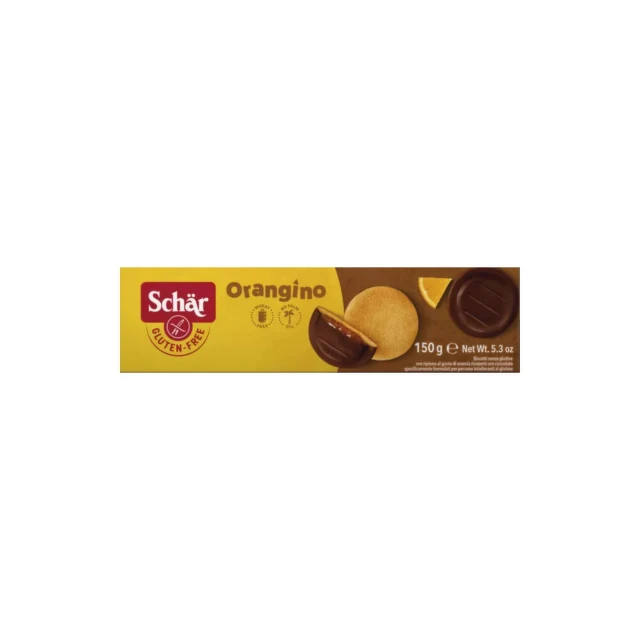 SCHÄR orangino jemné pečivo bezgluténové polomáčané v čokoláde 150 g