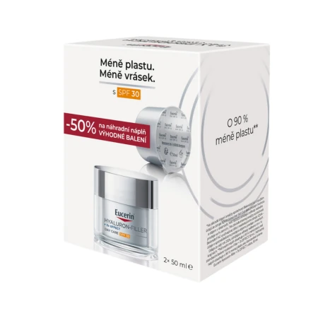 EUCERIN HYALURON-FILLER+3xEFFECT Denný krém SPF30 dóza + náhradná náplň refill 1 x 1 set