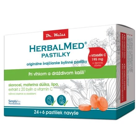 HERBALMED Pastilky pri kašli 24 + 6 tabliet ZADARMO