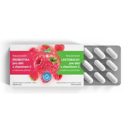 NaturProdukt LAKTOBACILY pre deti s vitamínom C tbl s malinovou príchuťou 15 tbl