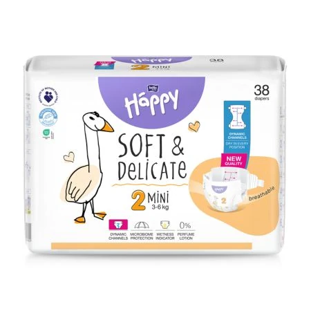 BELLA Happy soft&delicate 2 mini detské plienky 3-6 kg 1 x 38 ks
