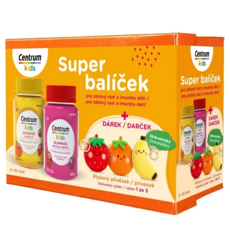 CENTRUM Kids gummies multifruit + malina a jahoda darčekové balenie 1 x 1 set