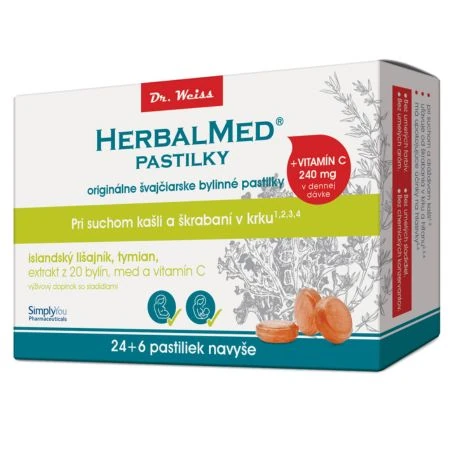 HERBALMED Pastilky pre odkašliavanie 24 + 6 tabliet ZADARMO