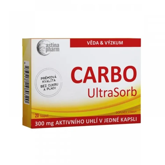 ASTINA Pharm carbo ultrasorb aktívne uhlie 300 mg 20 kapsúl