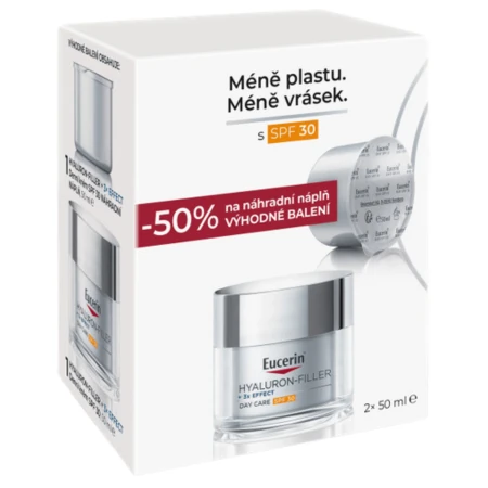 EUCERIN Hyaluron-fil.+3xeffect denný krém spf30 výhodné balenie 2 x 50 ml set