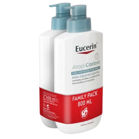 EUCERIN AtopiControl telové mlieko pre suchú pleť family pack 2 x 400 ml