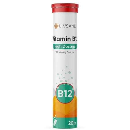 LIVSANE B12 Vysoká dávka s príchuťou čučoriedka 20 tabliet