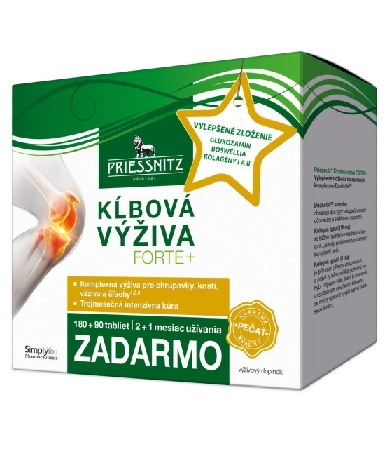 PRIESSNITZ Kĺbová výživa forte + kolagény 180 + 90 tabliet ZADARMO