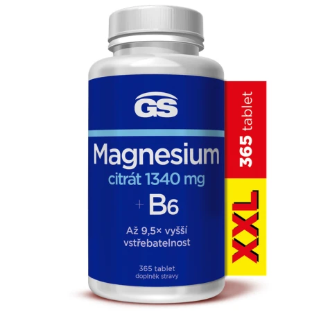 GS Magnesium citrát 1340 mg +B6 XXL 365 kapsúl