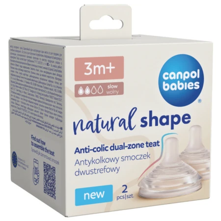 CANPOL BABIES Cumlík na fľašu natural shape 3m+ antikolikový 1 x 2 ks