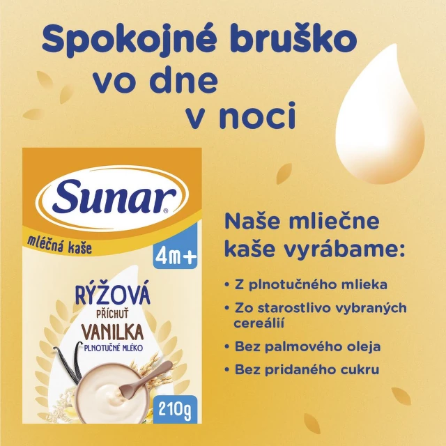 SUNAR Mliečna kaša ryžová vanilka 4+ 210 g