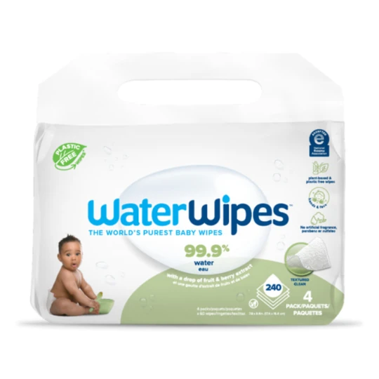 WATERWIPES Obrúsky vlhčené bez plastov 4 x 60 ks
