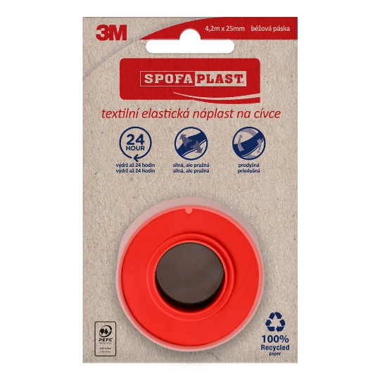 3M Spofaplast č.132n textilná elastická náplasť 4,2 m x 2,5 cm béžová na cievke 1 ks