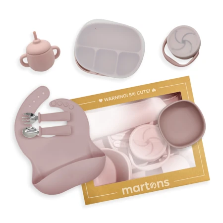 MARTONS Silikónová jedálenská sada s prísavkou 7-dielna rose pink set