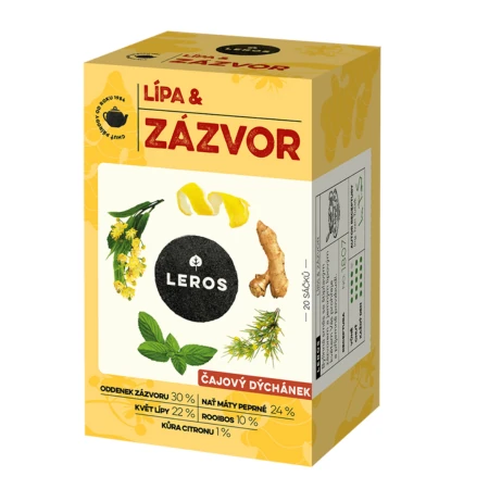 LEROS Lipa a zázvor čaj 20 x 2 g