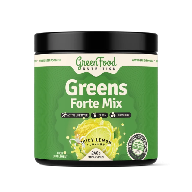 GREENFOOD Greens forte mix chlorella spirulina a zelený jačmeň 240 g