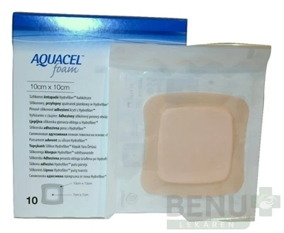 AQUACEL Foam Hydrofiber krytie na rany adhezívne 10x10 cm 10ks