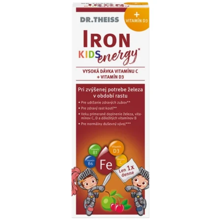 DR.THEISS Kids iron energy sirup železo + vitamín D3 + vitamíny s hroznovou šťavou 250 ml