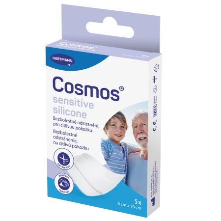 COSMOS Sensitive Silicone náplasť na rany na citlivú pokožku inovácia 2025 1 x 5 ks