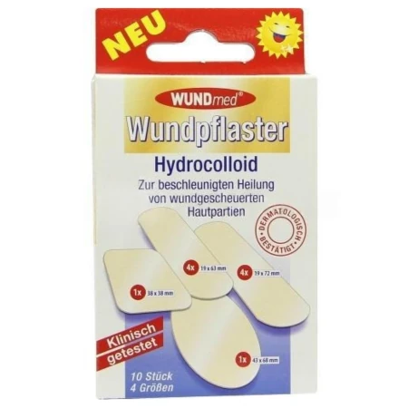 WUNDMED Hydrokoloidná náplasť 4 veľkosti 10 kusov