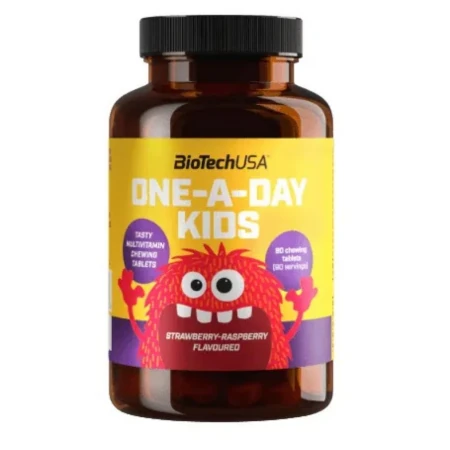 BIOTECHUSA One-a-day kids žuvacie tablety pre deti jahodovo-malinová príchuť 90 ks