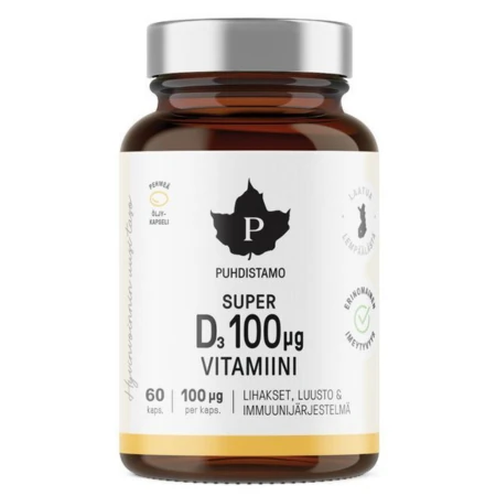 PUHDISTAMO Super vitamín D 4000IU 60 kapsúl