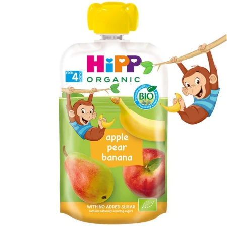 HiPP Bio 100% Ovocie jablko hruška banán kapsička od ukonč. 4.-6.mesiaca 100 g