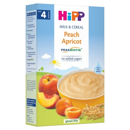 HIPP Mliečna kaša praebiotik broskyňa-marhuľa pre dojčatá od ukonč. 4. mesiaca 250 g