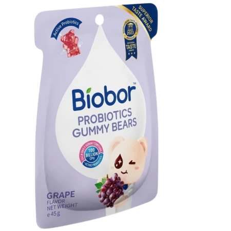 BIOBOR Želé medvedíky s hroznovou príchuťou a probiotikami 1 x 45 g