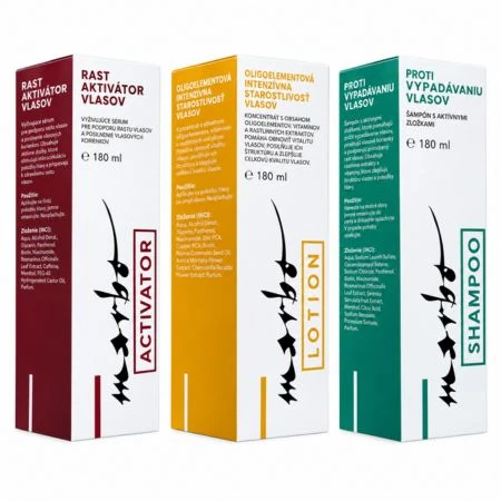 Marbo Akciová sada Aktivátor 180 ml + Lotion 180 ml + Šampón 180 ml, pre rast vlasov 1 set