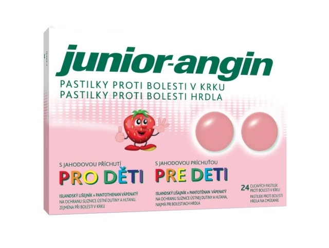 JUNIOR-ANGIN Pastilky pre deti s jahodovou príchuťou 24 kusov