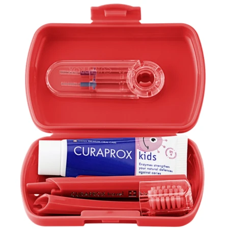 CURAPROX Cestovný set kids červený 1 x 1 set