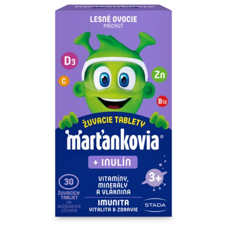 STADA Marťankovia s inulínom príchuť lesné ovocie 30 cmúľacích tabliet