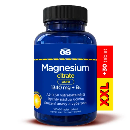 GS Magnesium citrate pure 1340 mg + B6 XXL 100 + 30 tabliet