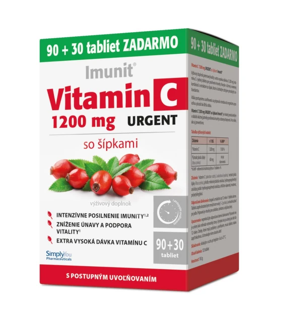 IMUNIT Vitamín C 1200 mg urgent so šípkami tablety s postupným uvoľňovaním 90+ 30 ZADARMO