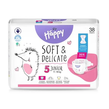 BELLA Happy soft&delicate 5 Junior detské plienky 11-18 kg 1 x 38 ks
