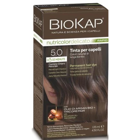 BIOKAP Nutricolor delicato RAPID 5.00 farba na vlasy prirodzený svetlý gaštan 135 ml