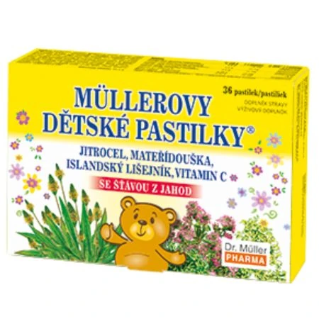 Müllerove detské pastilky so šťavou z jahôd, s vitamínom C 36 ks