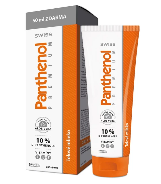 SWISS Panthenol premium 10% telové mlieko 200 + 50 ml