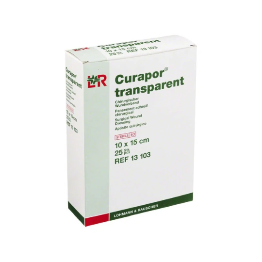CURAPOR Krytie na rany transparent sterilné vodeodolné 10 x 15 cm 25 ks